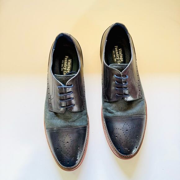 MENS VINTAGE FOUNDRY CO Navy Blue Perforated Toe Derby Oxford Lace Up Shoes 8.5 main image 6